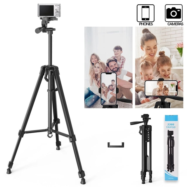 TRÍPODE 3366 CAMARA CELULAR 140CM NEGRO PROFESIONAL 360° ALUMINIO - 3366