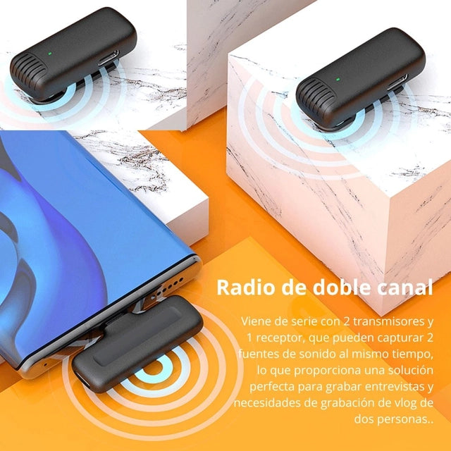 Micrófonos Inalámbricos Solaperos Dual con cargador portátil - J13-TC