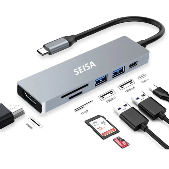 Adaptador HUB USB Seisa TIPO C 6 EN 1 - MOD BYL-2010
