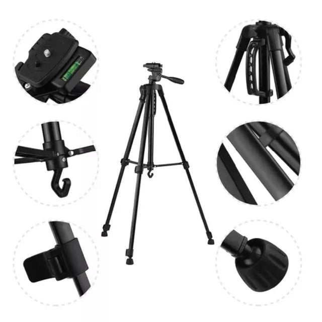 TRÍPODE 3366 CAMARA CELULAR 140CM NEGRO PROFESIONAL 360° ALUMINIO - 3366