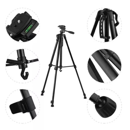 TRIPOD 3366 CAMERA CELL PHONE 140CM BLACK PROFESSIONAL 360° ALUMINUM - MOD: 3366
