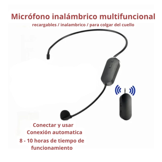 Micrófonos Inalámbrico Diadema Recargables Streaming Clases Presentaciones - AY-102