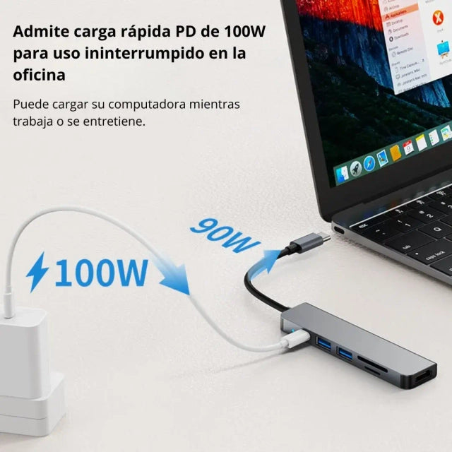 Adaptador HUB USB Seisa TIPO C 6 EN 1 - MOD BYL-2010