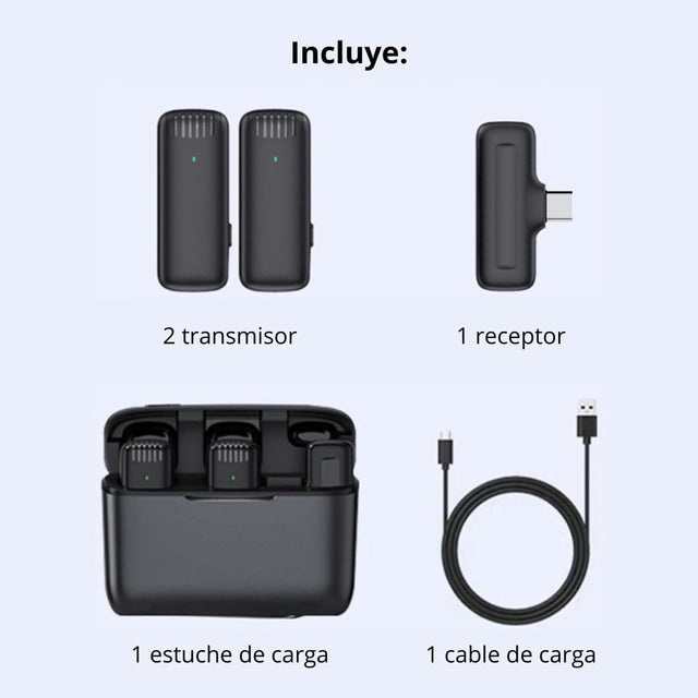 Micrófonos Inalámbricos Solaperos Dual con cargador portátil - J13-TC