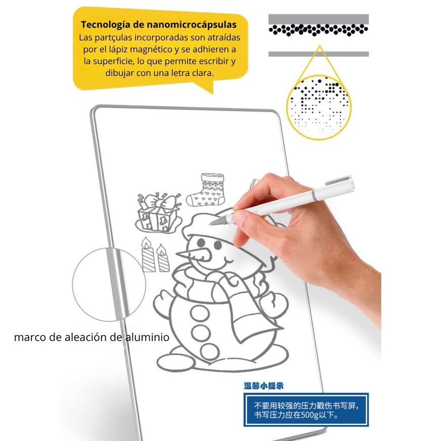 Pizarra Magnética De Escritura Reutilizable Con Borrador Y Bolígrafo Para Notas Y Dibujo - XS-A4