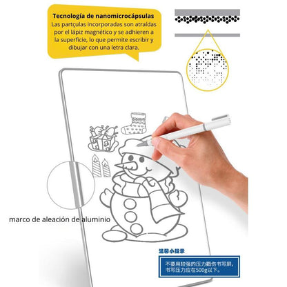 Pizarra Magnética De Escritura Reutilizable Con Borrador Y Bolígrafo Para Notas Y Dibujo - MOD: XS-A4