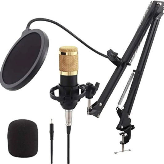 Kit Micrófono Condensador Profesional Brazo Soporte 2 DORADO - MOD: BM-800TZ