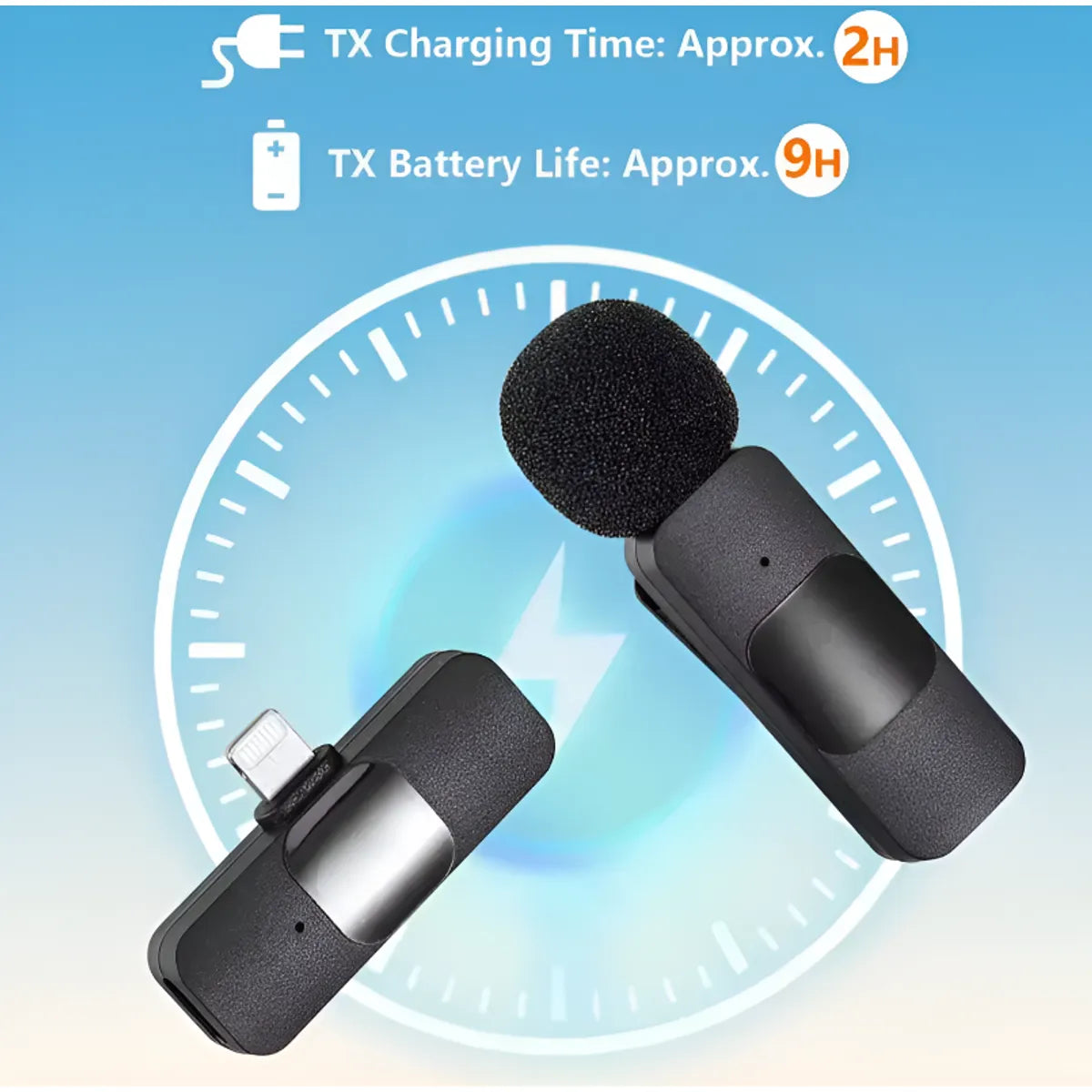 WIRELESS MICROPHONE DOBLE MICROFONO BASICO PARA TYPE IPHONE MICROFONO SOLAPERO - MOD: K9-IP
