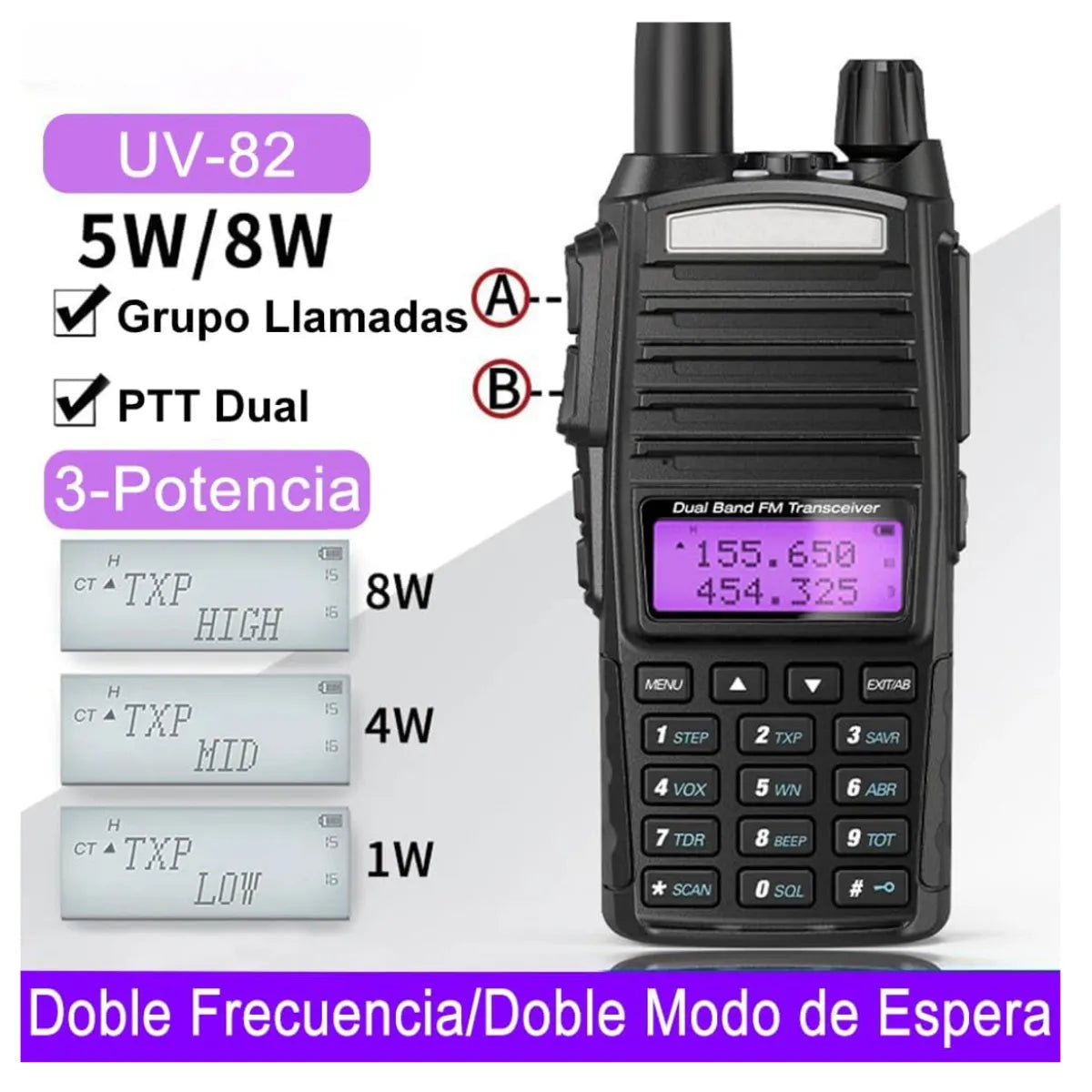 RADIO WALKIE TALKIE DOBLE ENTRADA LINTERNA LANTUN MOD UV-13B