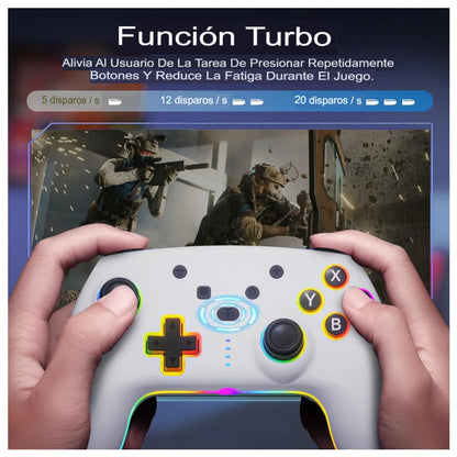 JOYSTICK INALAMBRICO CON LUZ RGB COMP. SWITCH SEISA BLANCO - MOD: SJ-935B