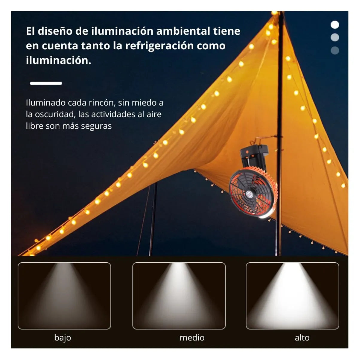Camping Fan Recargable con Trípode Luz Led con Gancho - FS-X6
