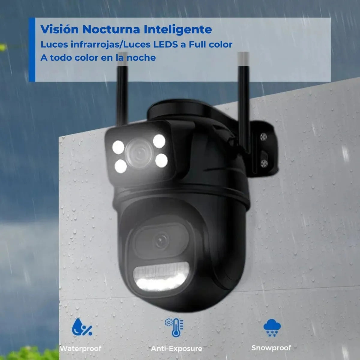 Camara de Seguridad WIFI PTZ Doble Lente 360 Exterior Alarma - T33H-PRO