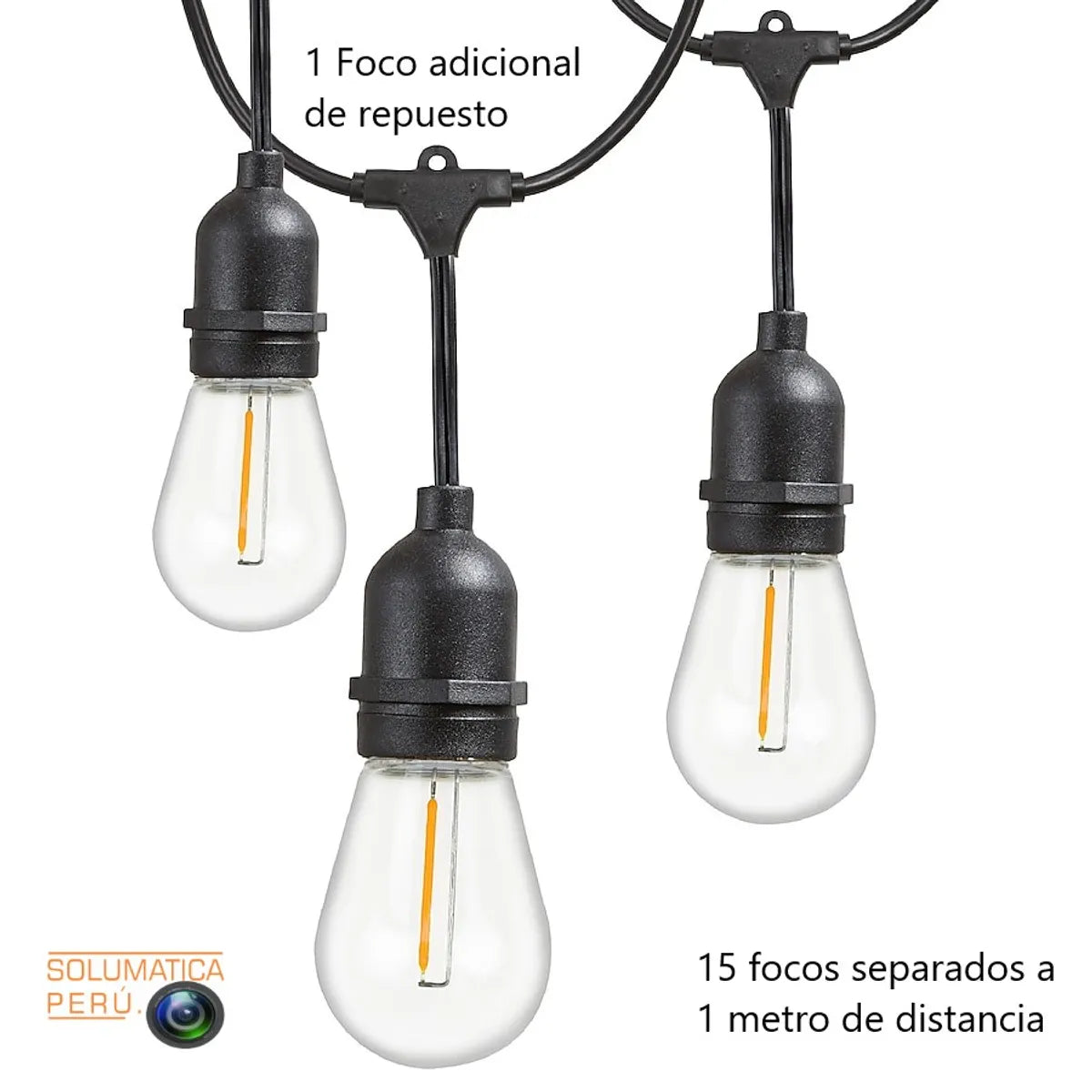 Guirnalda Led Vintage - 15 Metros 15 Focos - Jardin Fiestas - HCP094