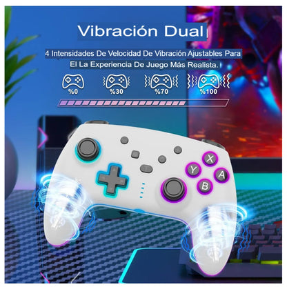 JOYSTICK INALAMBRICO CON LUZ RGB COMP. SWITCH SEISA BLANCO - MOD: SJ-935B
