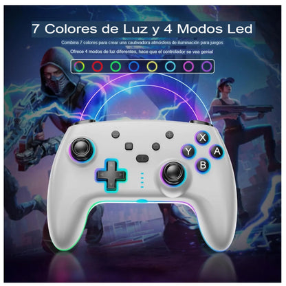 JOYSTICK INALAMBRICO CON LUZ RGB COMP. SWITCH SEISA BLANCO - MOD: SJ-935B