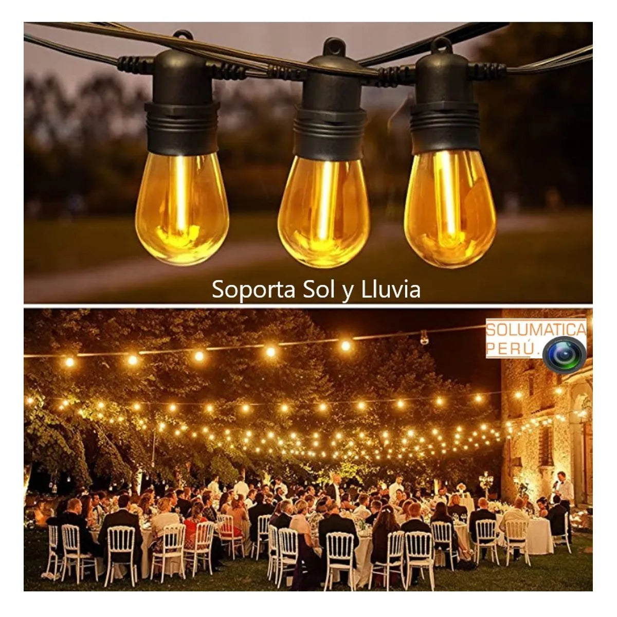 Guirnalda Led Vintage - 15 Metros 15 Focos - Jardin Fiestas - HCP094