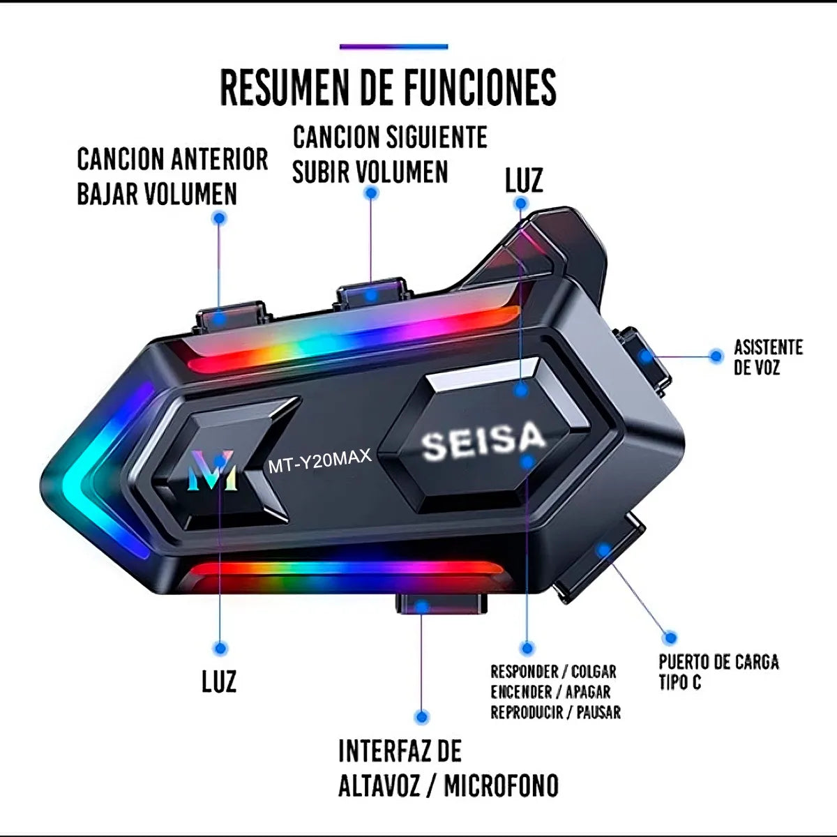 Auricular con intercomunicador para casco moto - MT-Y20MAX