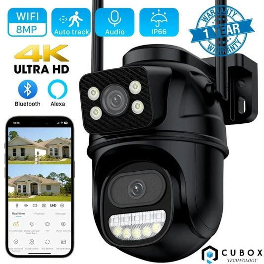 Camara de Seguridad WIFI PTZ Doble Lente 360 Exterior Alarma - T33H-PRO