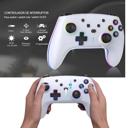 JOYSTICK INALAMBRICO CON LUZ RGB COMP. SWITCH SEISA BLANCO - MOD: SJ-935B