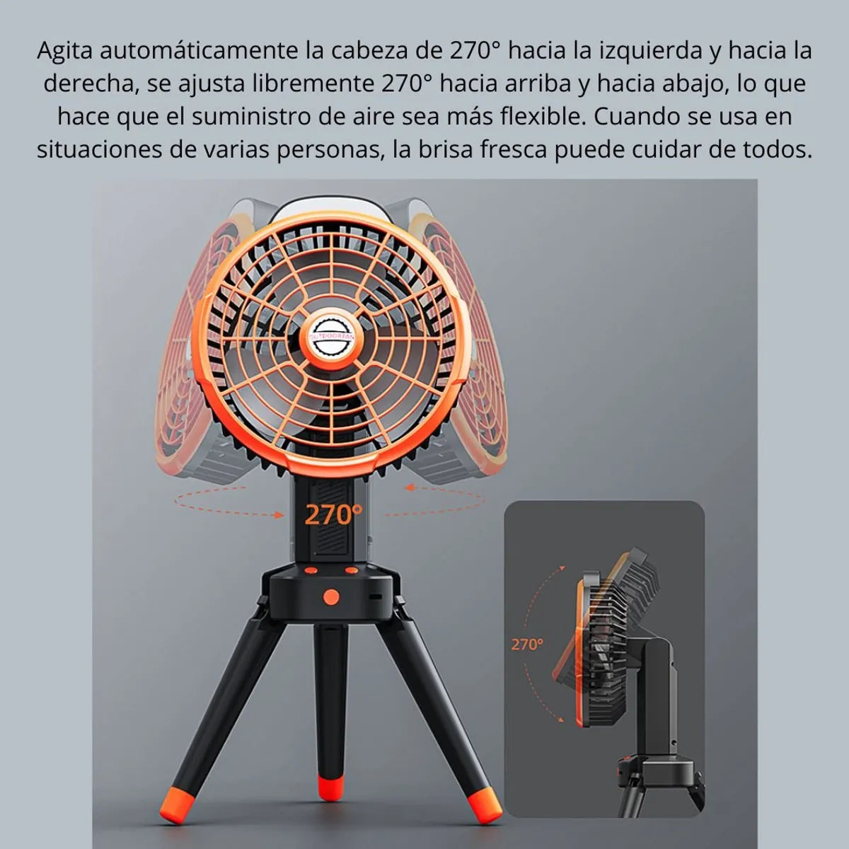 Camping Fan Recargable con Trípode Luz Led con Gancho - FS-X6