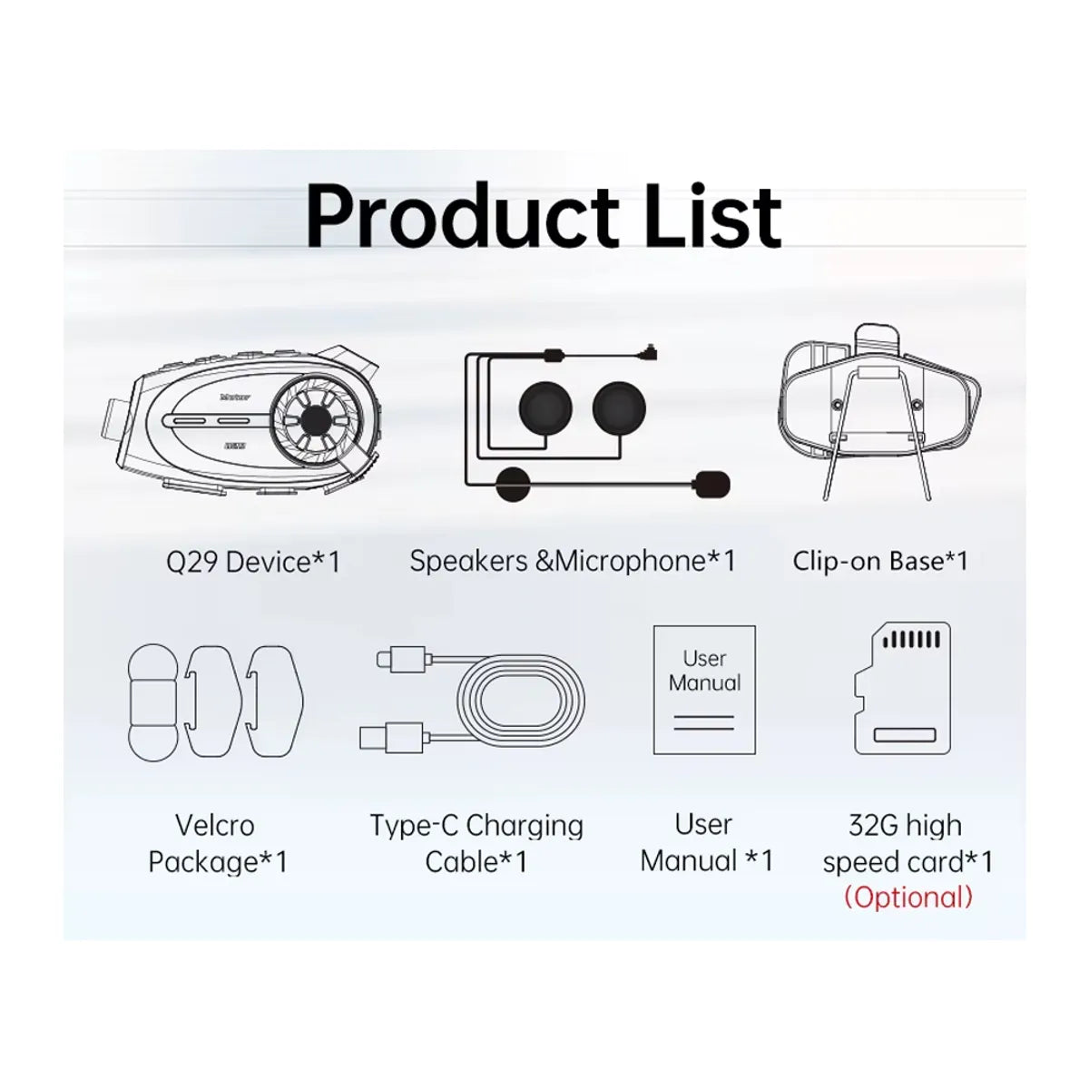 Intercomunicador para Casco con Cámara HD Wifi Bluetooth 5.4 y IPX6 - MT-Q29