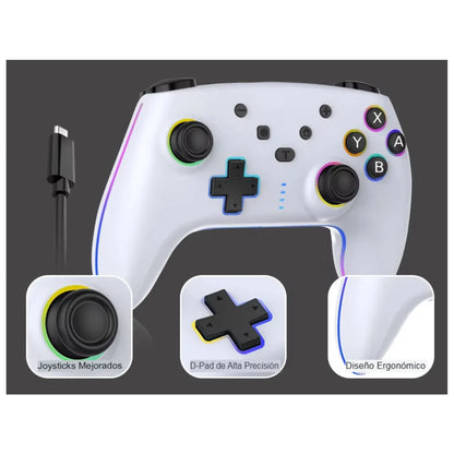 JOYSTICK INALAMBRICO CON LUZ RGB COMP. SWITCH SEISA BLANCO - MOD: SJ-935B