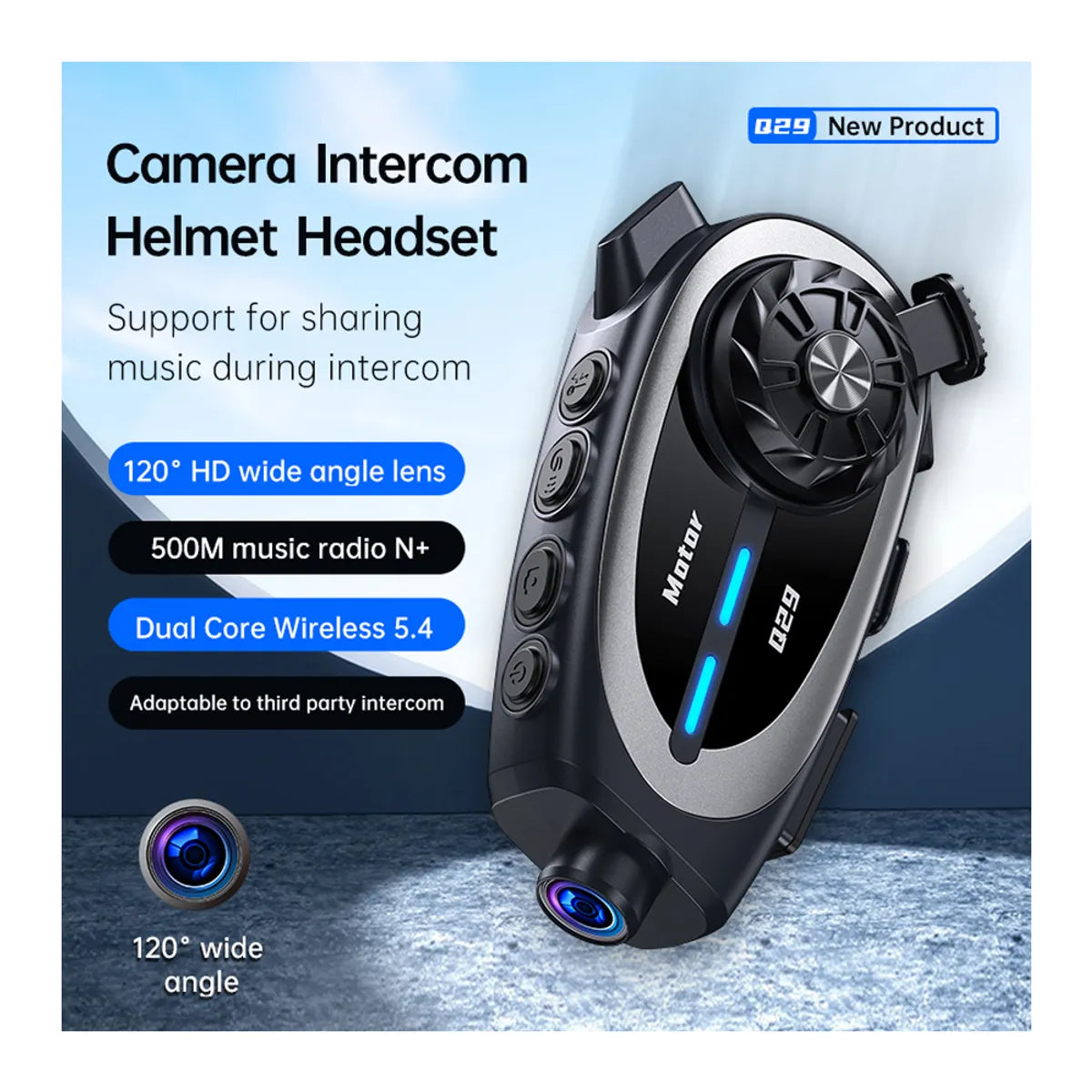 Intercomunicador para Casco con Cámara HD Wifi Bluetooth 5.4 y IPX6 - MT-Q29