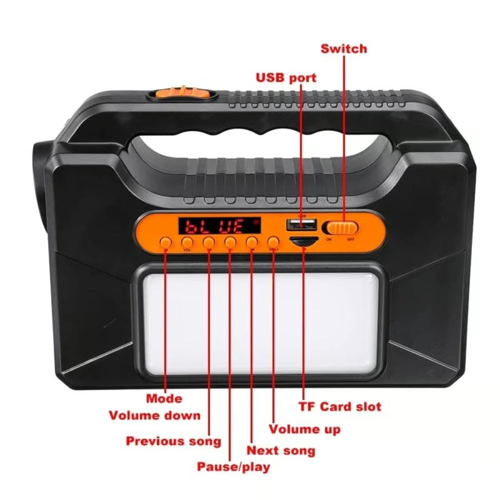 Kit Solar Multifuncional Portatil Parlante Radio FM Panel Solar TYN-393BT