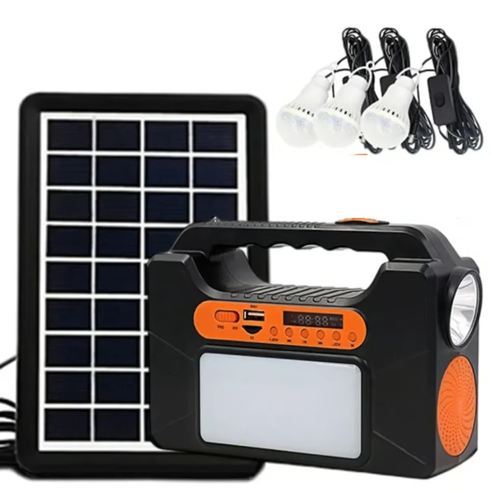 Kit Solar Multifuncional Portatil Parlante Radio FM Panel Solar TYN-393BT