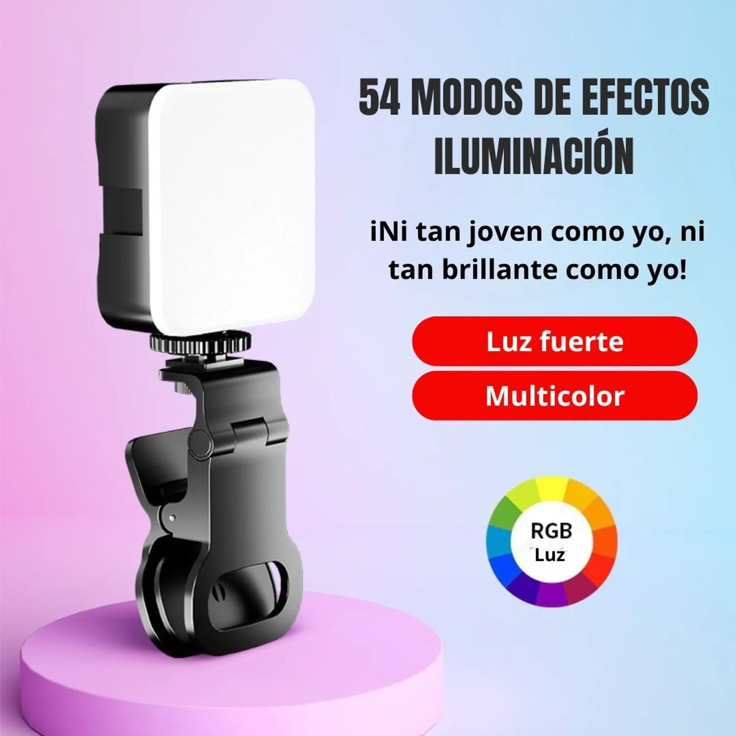 Luz Led Rgb Recargable Con Clip Para Celular  MOD AY-83