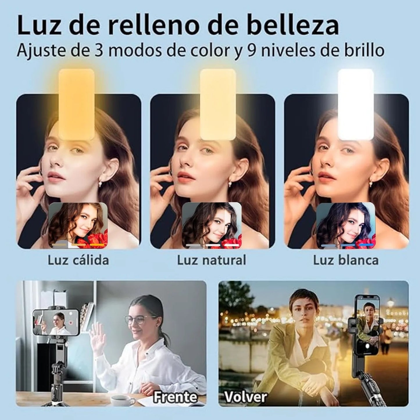 Estabilizador para Selfies de Celular con Luz Q18