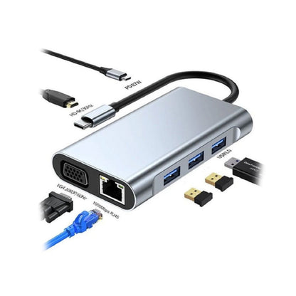 USB HUB Adapter Seisa TYPE C 7 IN 1 - MODEL: BYL-2111