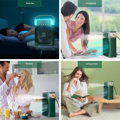 Ventilador humidificador eléctrico portátil Verde MOD 12256