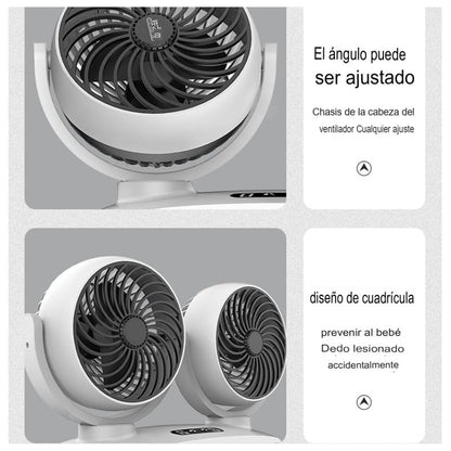 Ventilador Auto Doble Cabezal 360 Portatil Camioneta Carro SEISA  MOD SQ-S788