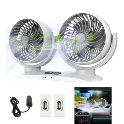 Ventilador Auto Doble Cabezal 360 Portatil Camioneta Carro SEISA  MOD SQ-S788