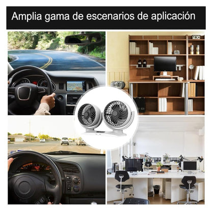 Ventilador Auto Doble Cabezal 360 Portatil Camioneta Carro SEISA  MOD SQ-S788
