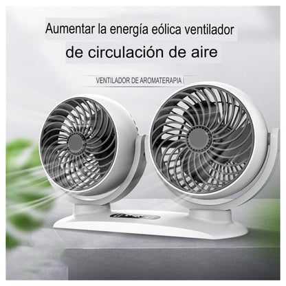 Ventilador Auto Doble Cabezal 360 Portatil Camioneta Carro SEISA  MOD SQ-S788