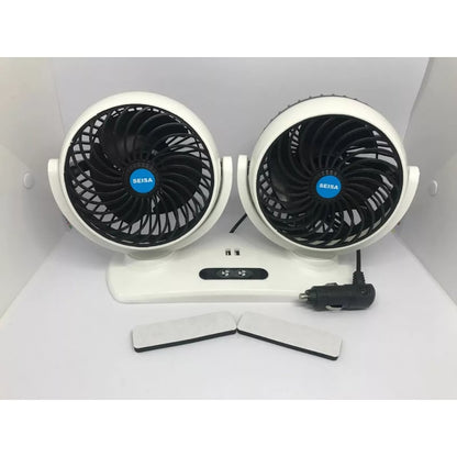 Ventilador Auto Doble Cabezal 360 Portatil Camioneta Carro SEISA  MOD SQ-S788