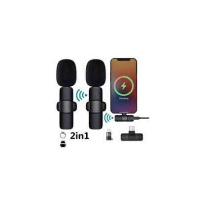 Microfono Inalambrico Solapa 2 Para Celulares iPhone - MOD: K9-TC+IP+V8+USB