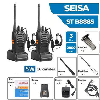 Walkie Talkie 01 Par Radio Transmisor Receptor 3KM 5w SEISA - MOD: ST-B888S