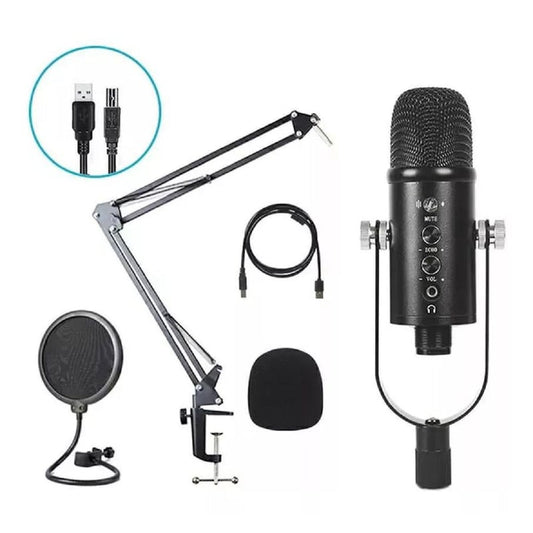 Kit de Micrófono condensador PC- Laptop - Celular Plug and Play USB - MOD: BM-86TZ