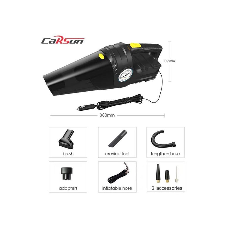 Aspiradora e Inflador 4 en1 para Auto Compresor Carsun 1859