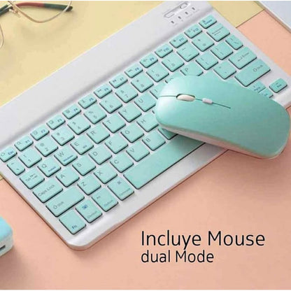 TECLADO MOUSE INALAMBRICO BLUETOOTH VERDE - MOD: A2000