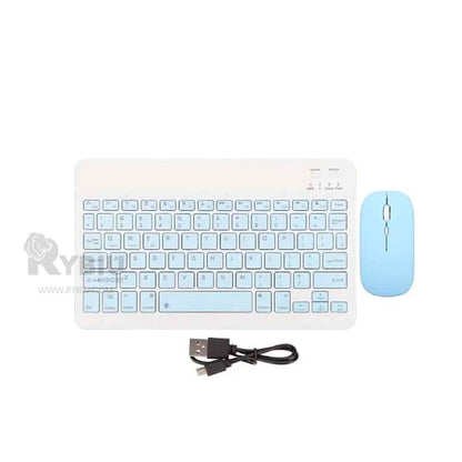 TECLADO MOUSE INALAMBRICO BLUETOOTH CELESTE - MOD: A2000