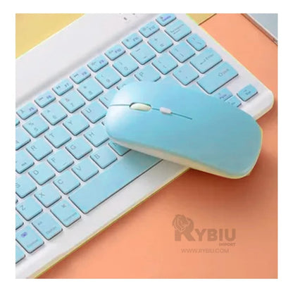 TECLADO MOUSE INALAMBRICO BLUETOOTH CELESTE - MOD: A2000