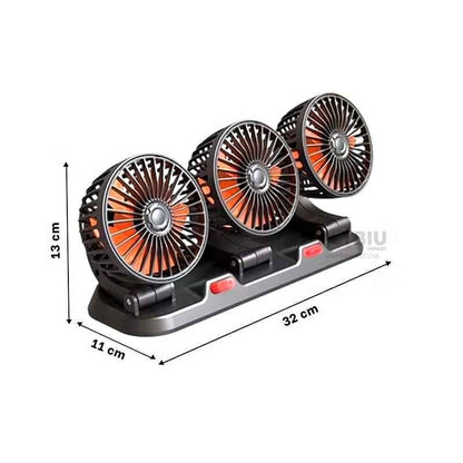 VENTILADOR TRIPLE DE AUTO GIRATORIO 360 NARANJA - MOD: MY-7158