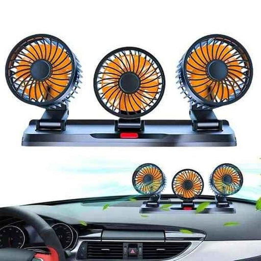 VENTILADOR TRIPLE DE AUTO GIRATORIO 360 MY7158 - NARANJA