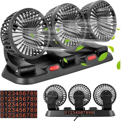 VENTILADOR TRIPLE DE AUTO GIRATORIO 360 NARANJA - MOD: MY-7158
