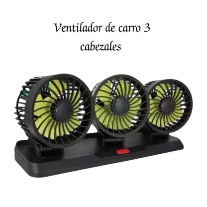 VENTILADOR TRIPLE DE AUTO GIRATORIO 360 VERDE - MOD: MY-7158