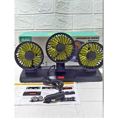 VENTILADOR TRIPLE DE AUTO GIRATORIO 360 VERDE - MOD: MY-7158